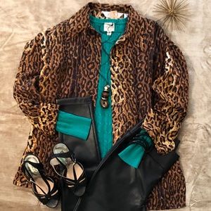 Express Campaign International Silk Leopard Blouse